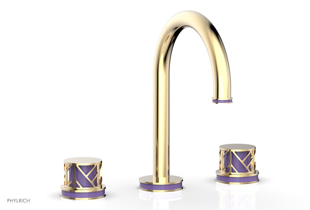 9-7/8" - Matte Black - JOLIE Widespread Faucet - Round Handles with "Purple" Accents 222-01 by Phylrich - New York Hardware