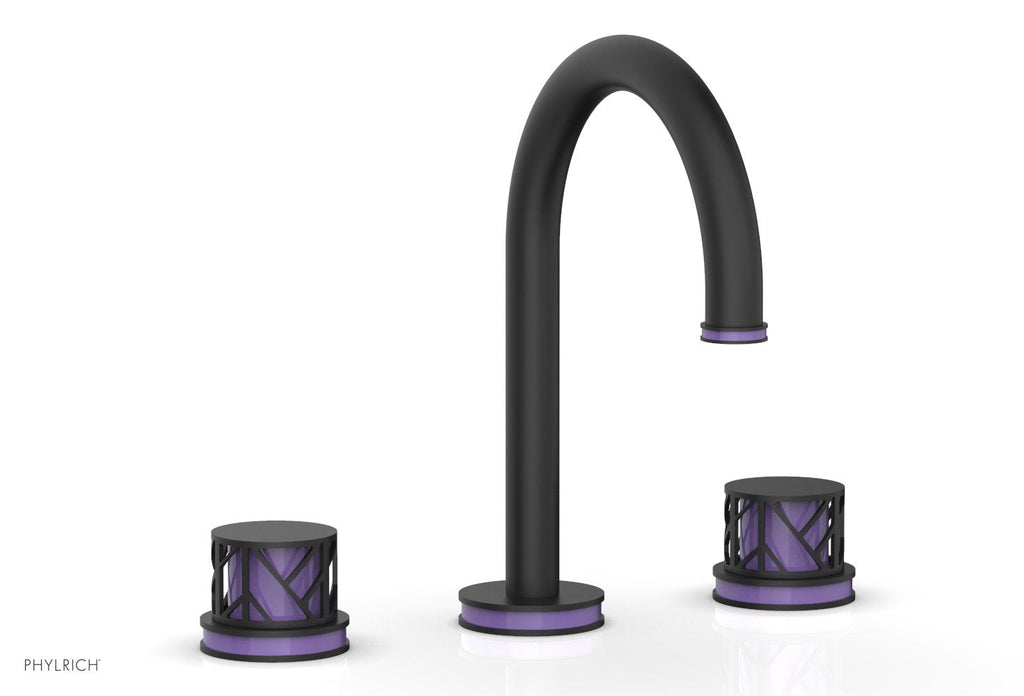 9-7/8" - Satin Nickel - JOLIE Widespread Faucet - Round Handles with "Purple" Accents 222-01 by Phylrich - New York Hardware