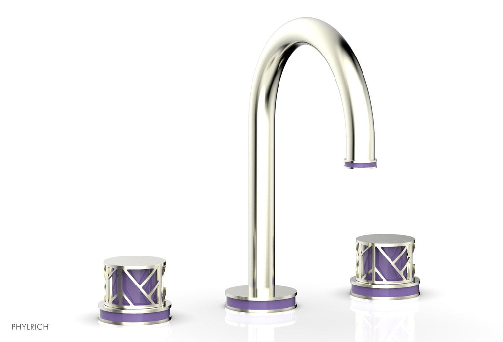 9-7/8" - Polished Brass - JOLIE Widespread Faucet - Round Handles with "Purple" Accents 222-01 by Phylrich - New York Hardware