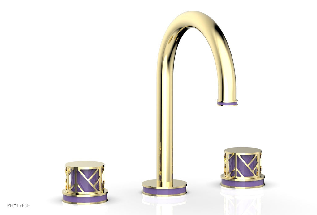 9-7/8" - French Brass - JOLIE Widespread Faucet - Round Handles with "Purple" Accents 222-01 by Phylrich - New York Hardware