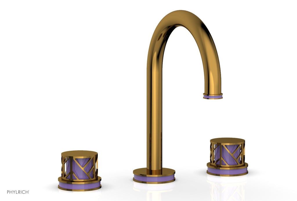 9-7/8" - Polished Gold - JOLIE Widespread Faucet - Round Handles with "Purple" Accents 222-01 by Phylrich - New York Hardware