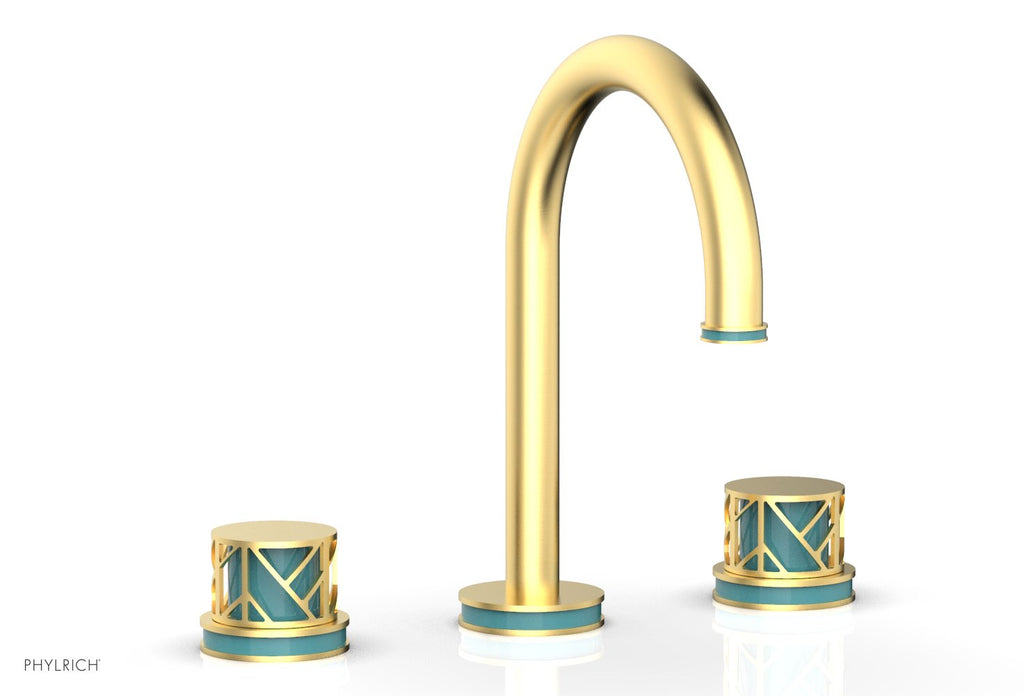 9-7/8" - Weathered Copper - JOLIE Widespread Faucet - Round Handles with "Turquoise" Accents 222-01 by Phylrich - New York Hardware