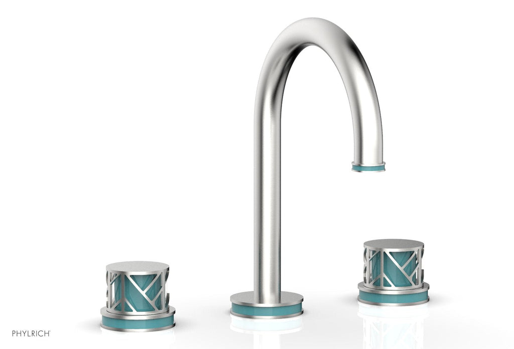 9-7/8" - Pewter - JOLIE Widespread Faucet - Round Handles with "Turquoise" Accents 222-01 by Phylrich - New York Hardware