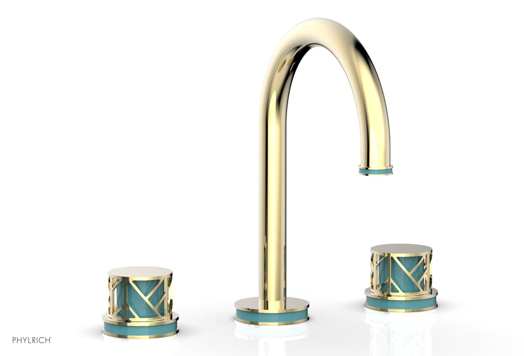 9-7/8" - Old English Brass - JOLIE Widespread Faucet - Round Handles with "Turquoise" Accents 222-01 by Phylrich - New York Hardware