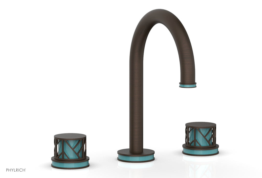 9-7/8" - Antique Bronze - JOLIE Widespread Faucet - Round Handles with "Turquoise" Accents 222-01 by Phylrich - New York Hardware