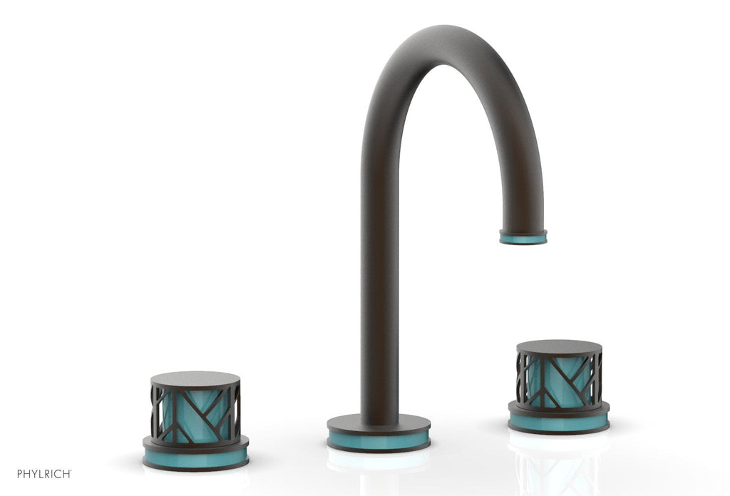 9-7/8" - Polished Nickel - JOLIE Widespread Faucet - Round Handles with "Turquoise" Accents 222-01 by Phylrich - New York Hardware