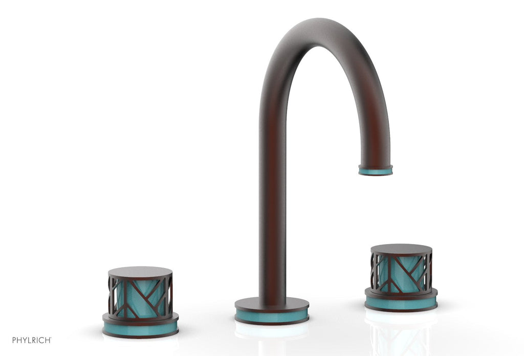 9-7/8" - Oil Rubbed Bronze - JOLIE Widespread Faucet - Round Handles with "Turquoise" Accents 222-01 by Phylrich - New York Hardware
