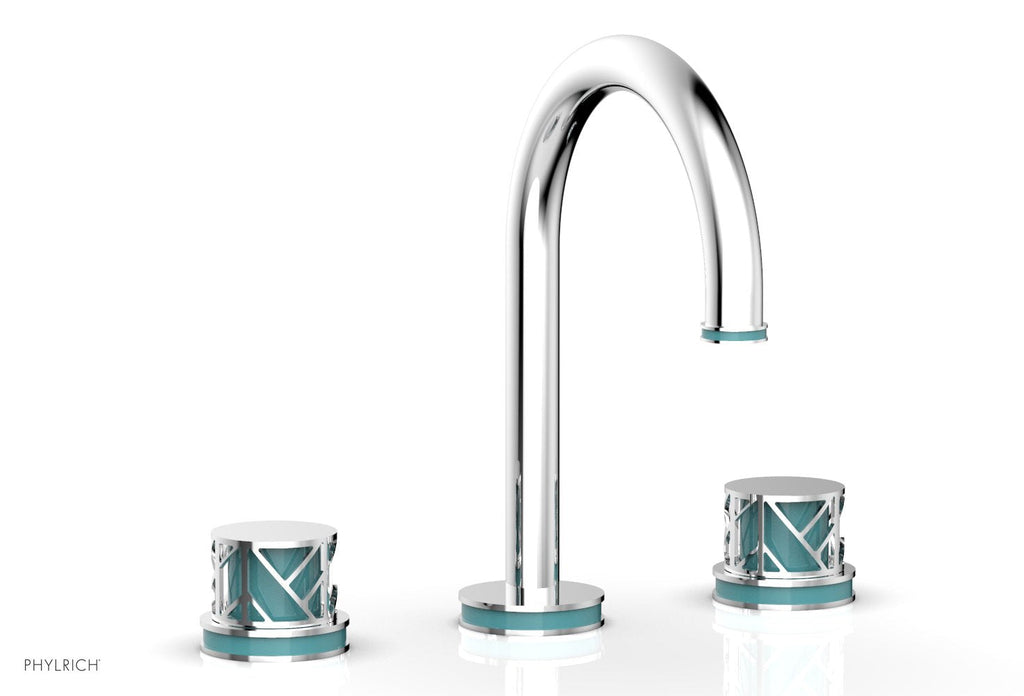 9-7/8" - Matte Black - JOLIE Widespread Faucet - Round Handles with "Turquoise" Accents 222-01 by Phylrich - New York Hardware