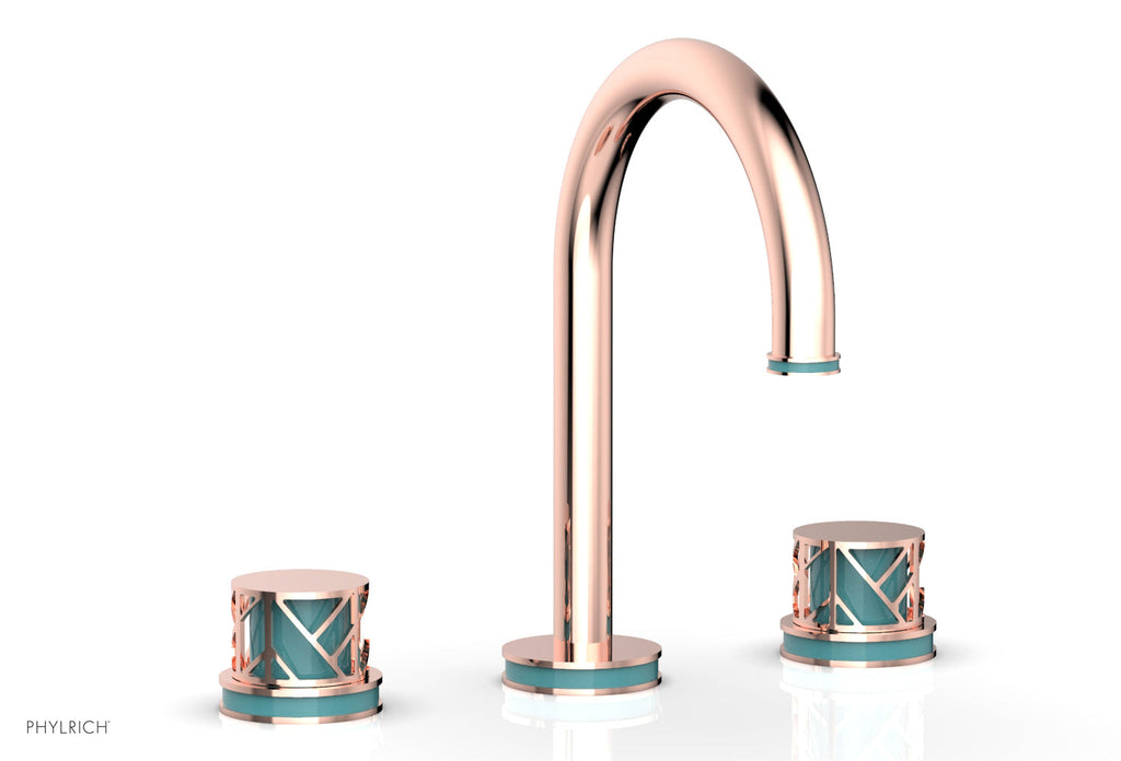 9-7/8" - Satin White - JOLIE Widespread Faucet - Round Handles with "Turquoise" Accents 222-01 by Phylrich - New York Hardware