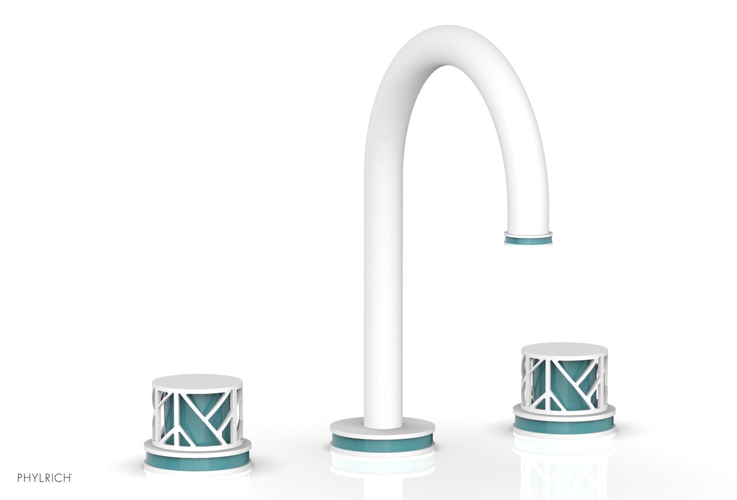Phylrich JOLIE Widespread Faucet - Round Handles with "Turquoise" Accents 222-01