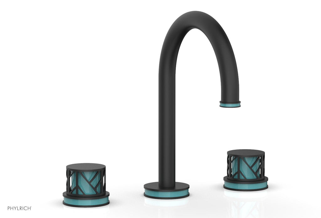 9-7/8" - Polished Brass - JOLIE Widespread Faucet - Round Handles with "Turquoise" Accents 222-01 by Phylrich - New York Hardware