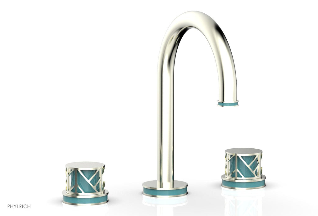 9-7/8" - French Brass - JOLIE Widespread Faucet - Round Handles with "Turquoise" Accents 222-01 by Phylrich - New York Hardware