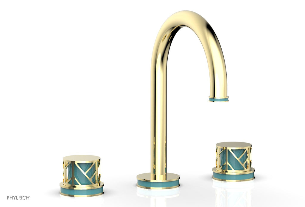 9-7/8" - Polished Gold - JOLIE Widespread Faucet - Round Handles with "Turquoise" Accents 222-01 by Phylrich - New York Hardware