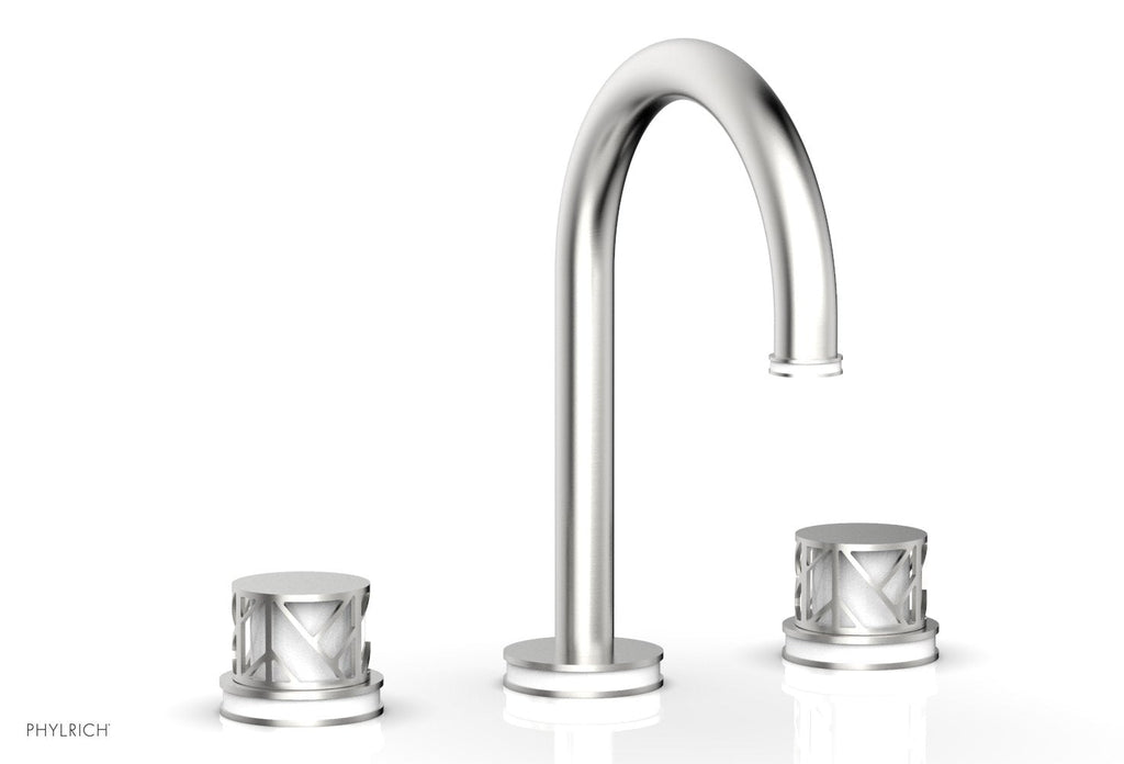 9-7/8" - Burnished Nickel - JOLIE Widespread Faucet - Round Handles with "White" Accents 222-01 by Phylrich - New York Hardware