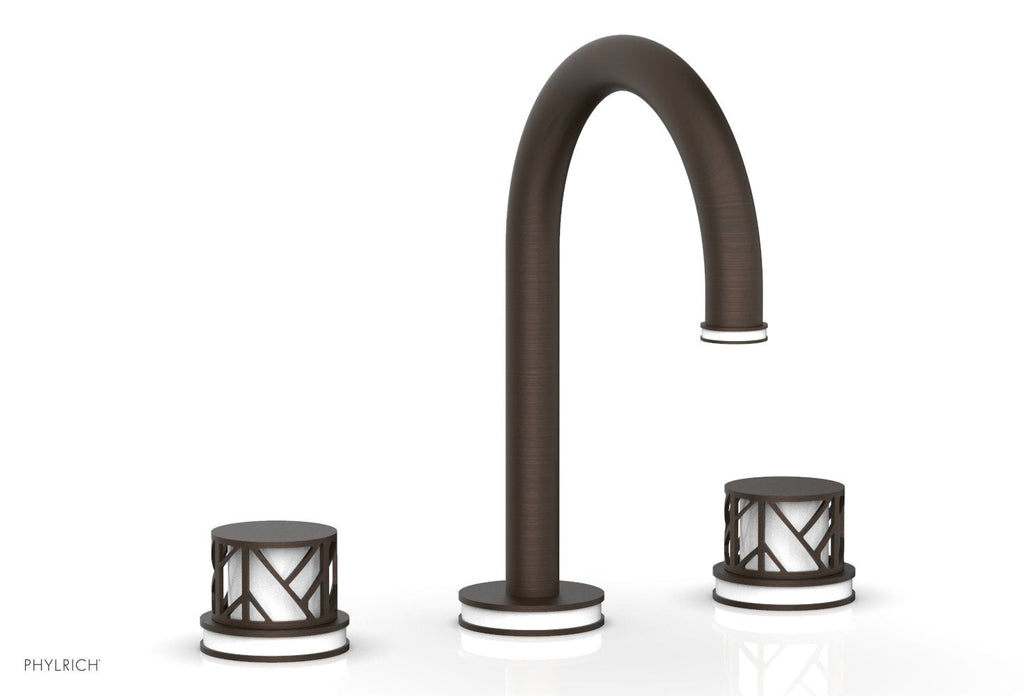 9-7/8" - Oil Rubbed Bronze - JOLIE Widespread Faucet - Round Handles with "White" Accents 222-01 by Phylrich - New York Hardware