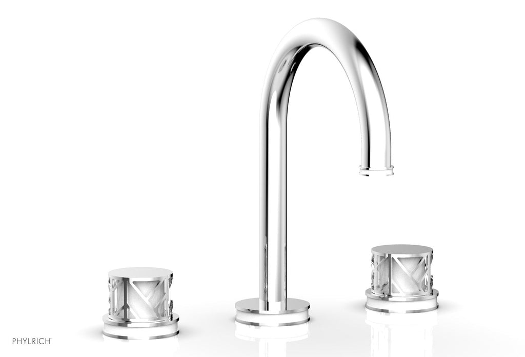 9-7/8" - Matte Black - JOLIE Widespread Faucet - Round Handles with "White" Accents 222-01 by Phylrich - New York Hardware