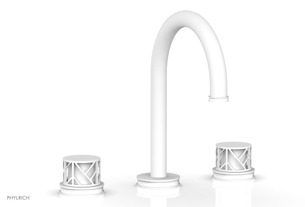 9-7/8" - Satin White - JOLIE Widespread Faucet - Round Handles with "White" Accents 222-01 by Phylrich - New York Hardware