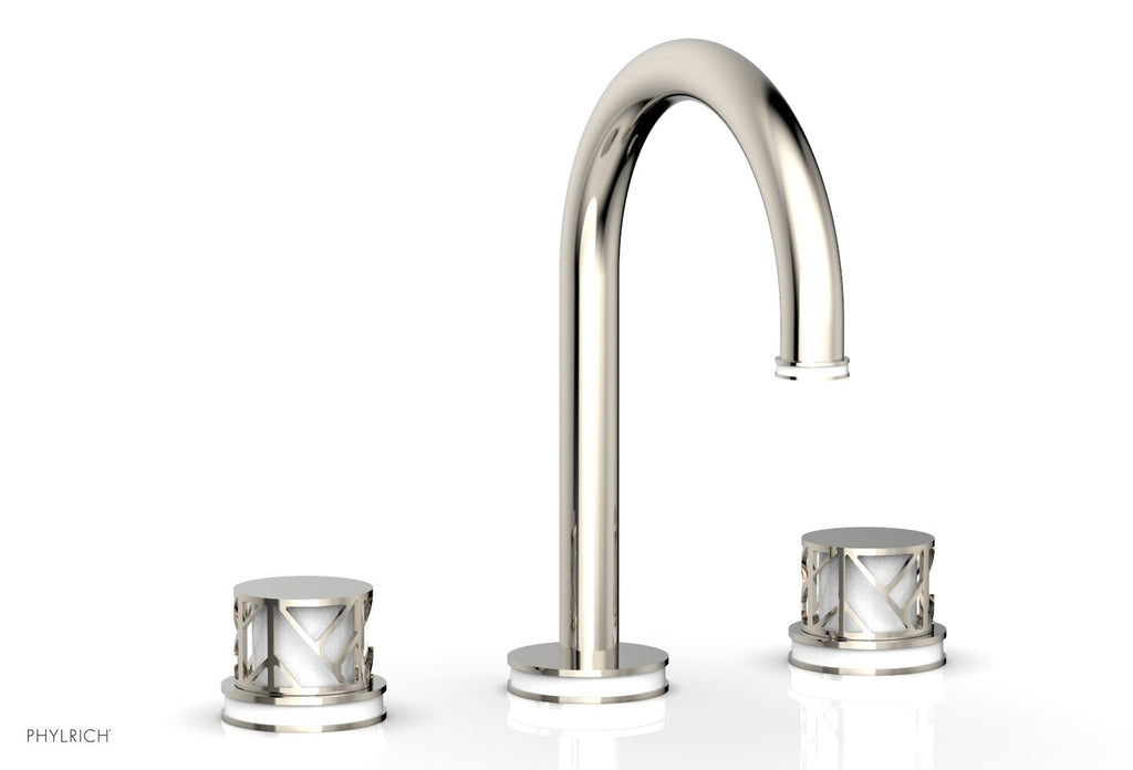 9-7/8" - Polished Brass - JOLIE Widespread Faucet - Round Handles with "White" Accents 222-01 by Phylrich - New York Hardware