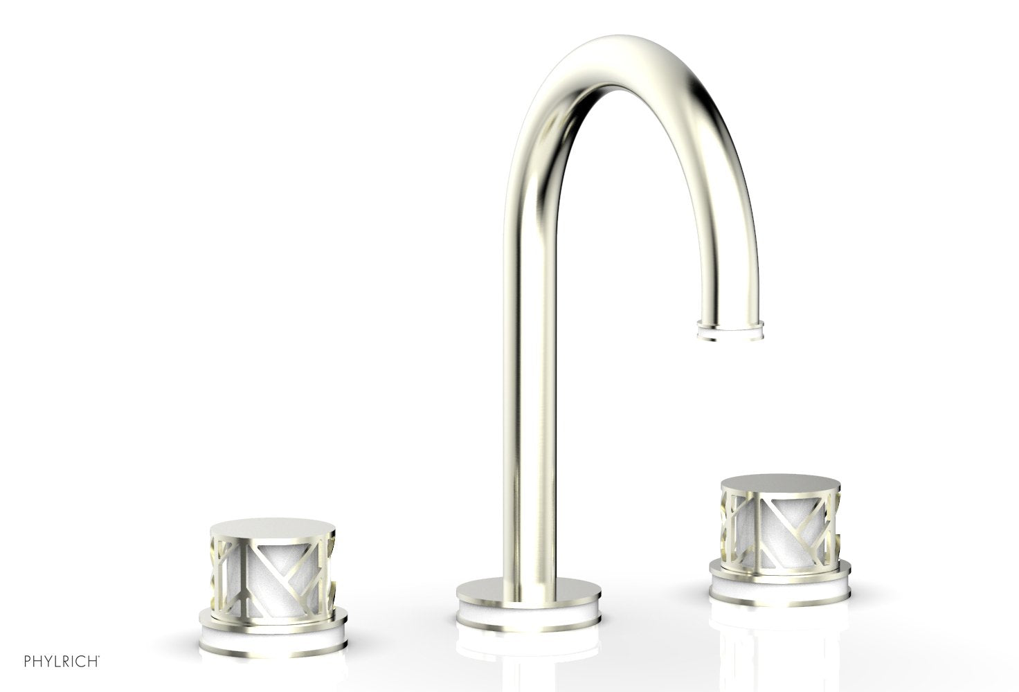 9-7/8" - Polished Gold - JOLIE Widespread Faucet - Round Handles with "White" Accents 222-01 by Phylrich - New York Hardware