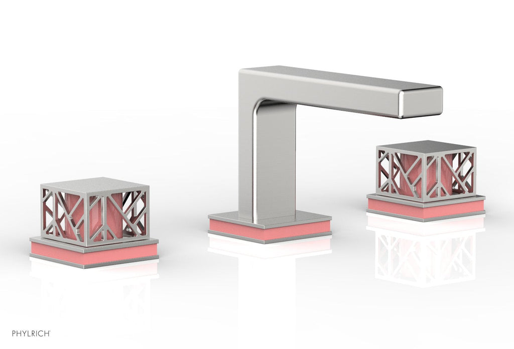 1-1/8" - Pewter - JOLIE Widespread Faucet - Square Handles with "Pink" Accents 222-02 by Phylrich - New York Hardware
