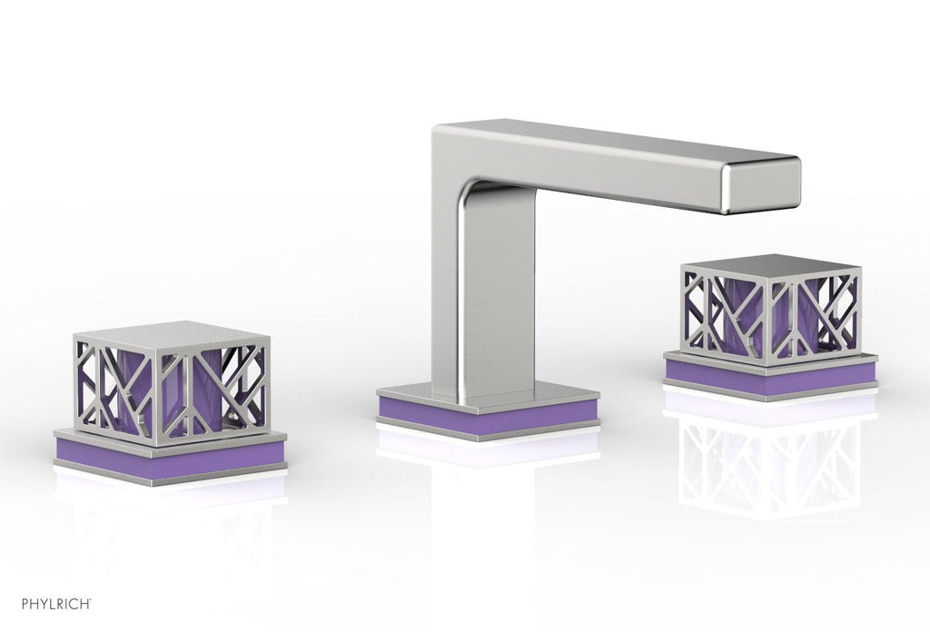 1-1/8" - Burnished Nickel - JOLIE Widespread Faucet - Square Handles with "Purple" Accents 222-02 by Phylrich - New York Hardware