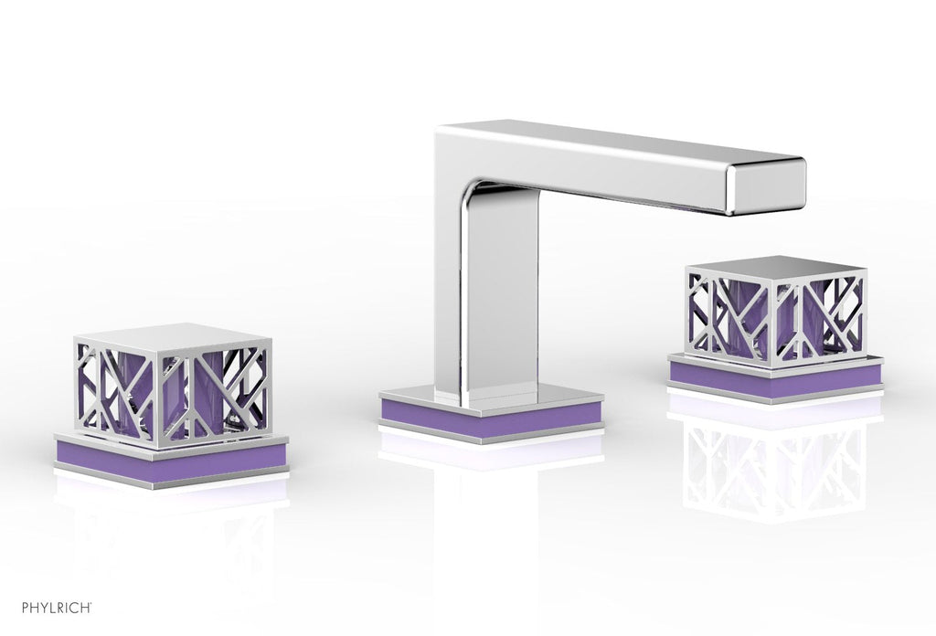 1-1/8" - Matte Black - JOLIE Widespread Faucet - Square Handles with "Purple" Accents 222-02 by Phylrich - New York Hardware