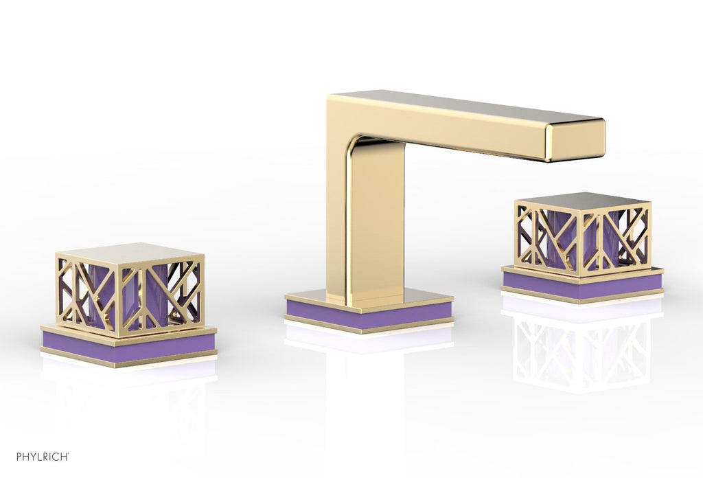 1-1/8" - Satin Nickel - JOLIE Widespread Faucet - Square Handles with "Purple" Accents 222-02 by Phylrich - New York Hardware