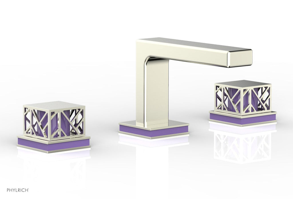 1-1/8" - French Brass - JOLIE Widespread Faucet - Square Handles with "Purple" Accents 222-02 by Phylrich - New York Hardware