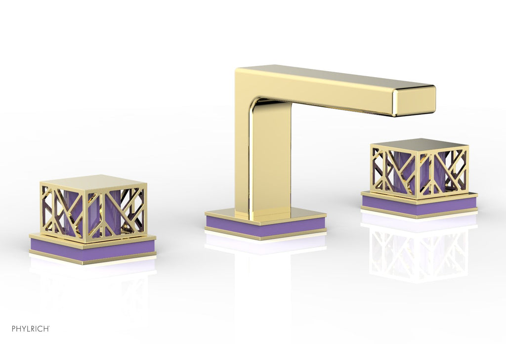 1-1/8" - Polished Gold - JOLIE Widespread Faucet - Square Handles with "Purple" Accents 222-02 by Phylrich - New York Hardware