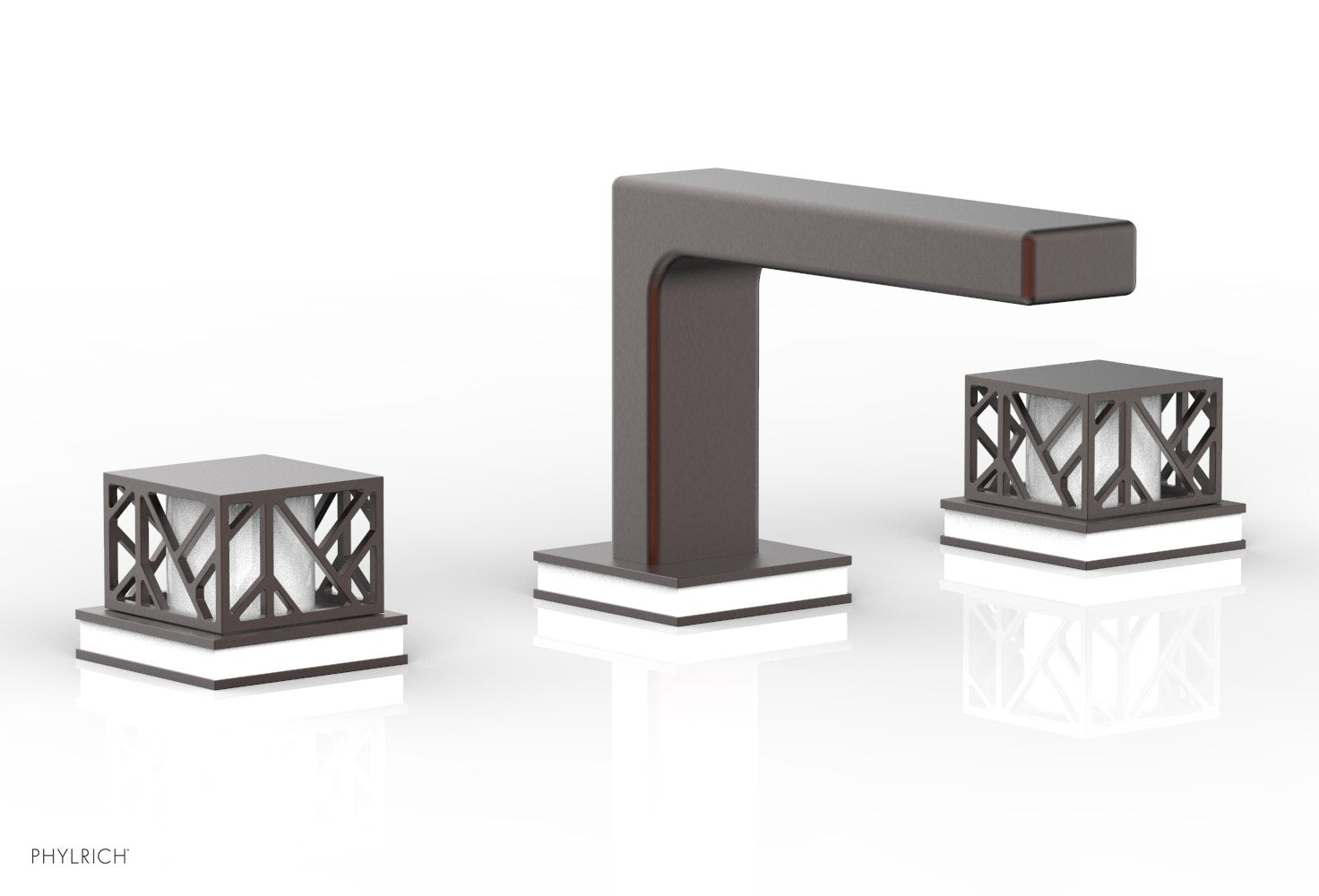 Phylrich JOLIE Widespread Faucet - Square Handles with "Gloss White" Accents 222-02