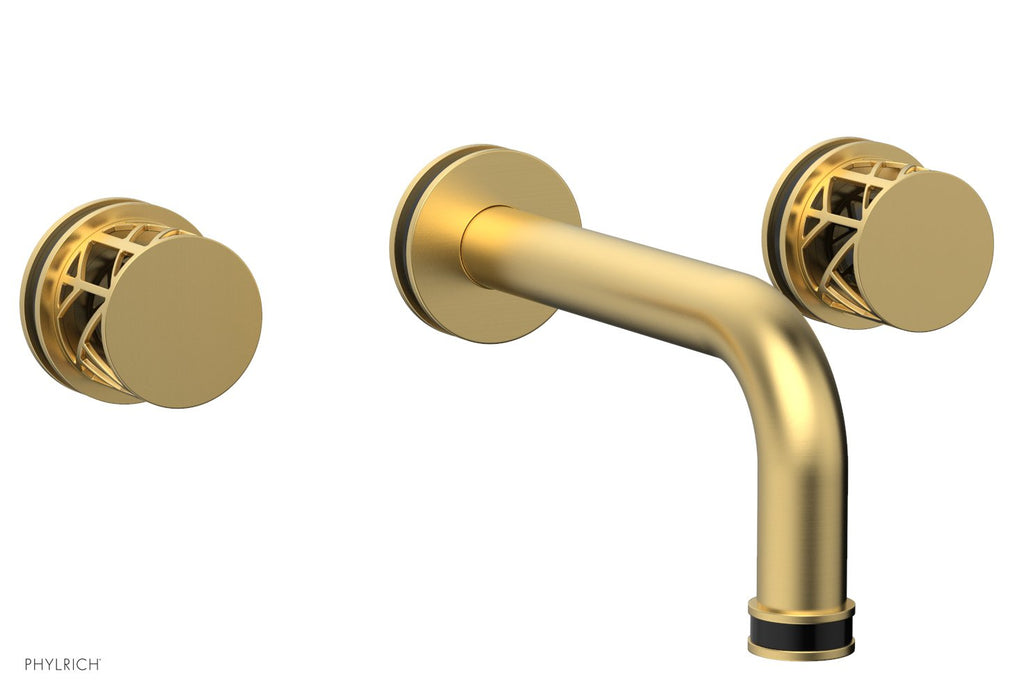 1-1/8" - Burnished Gold - JOLIE Wall Lavatory Set - Round Handles with "Black" Accents 222-11 by Phylrich - New York Hardware