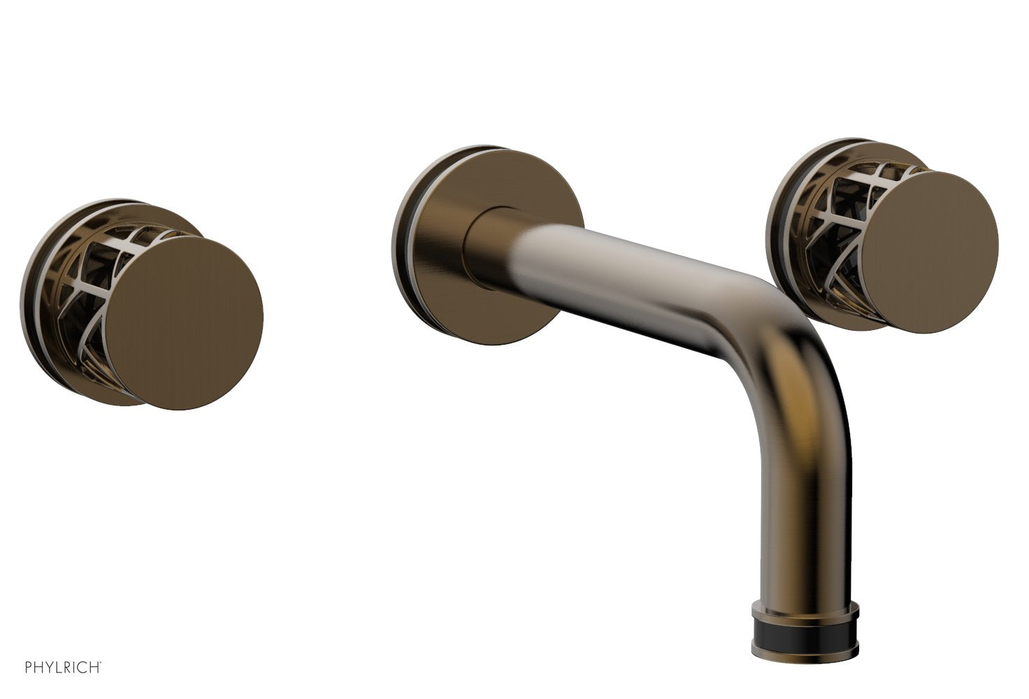 1-1/8" - Antique Brass - JOLIE Wall Tub Set - Round Handles with "Black" Accents 222-56 by Phylrich - New York Hardware