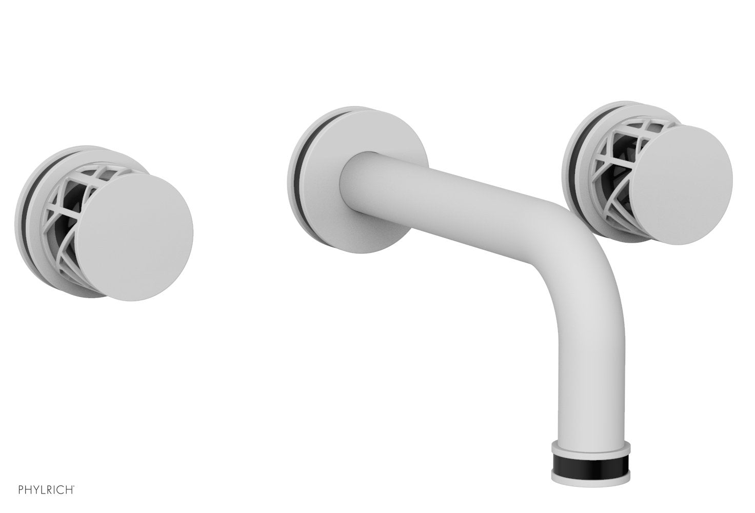 1-1/8" - Satin White - JOLIE Wall Lavatory Set - Round Handles with "Black" Accents 222-11 by Phylrich - New York Hardware