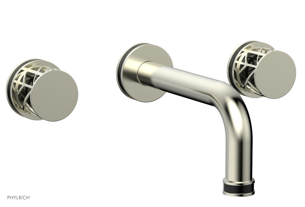 1-1/8" - Satin Nickel - JOLIE Wall Lavatory Set - Round Handles with "Black" Accents 222-11 by Phylrich - New York Hardware