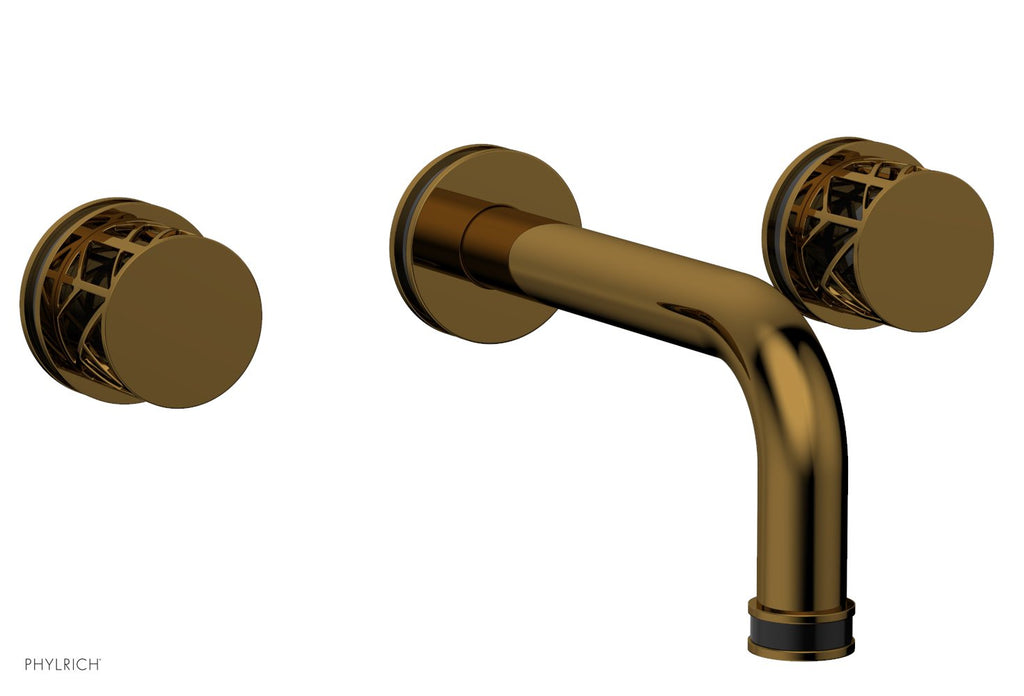 1-1/8" - French Brass - JOLIE Wall Lavatory Set - Round Handles with "Black" Accents 222-11 by Phylrich - New York Hardware