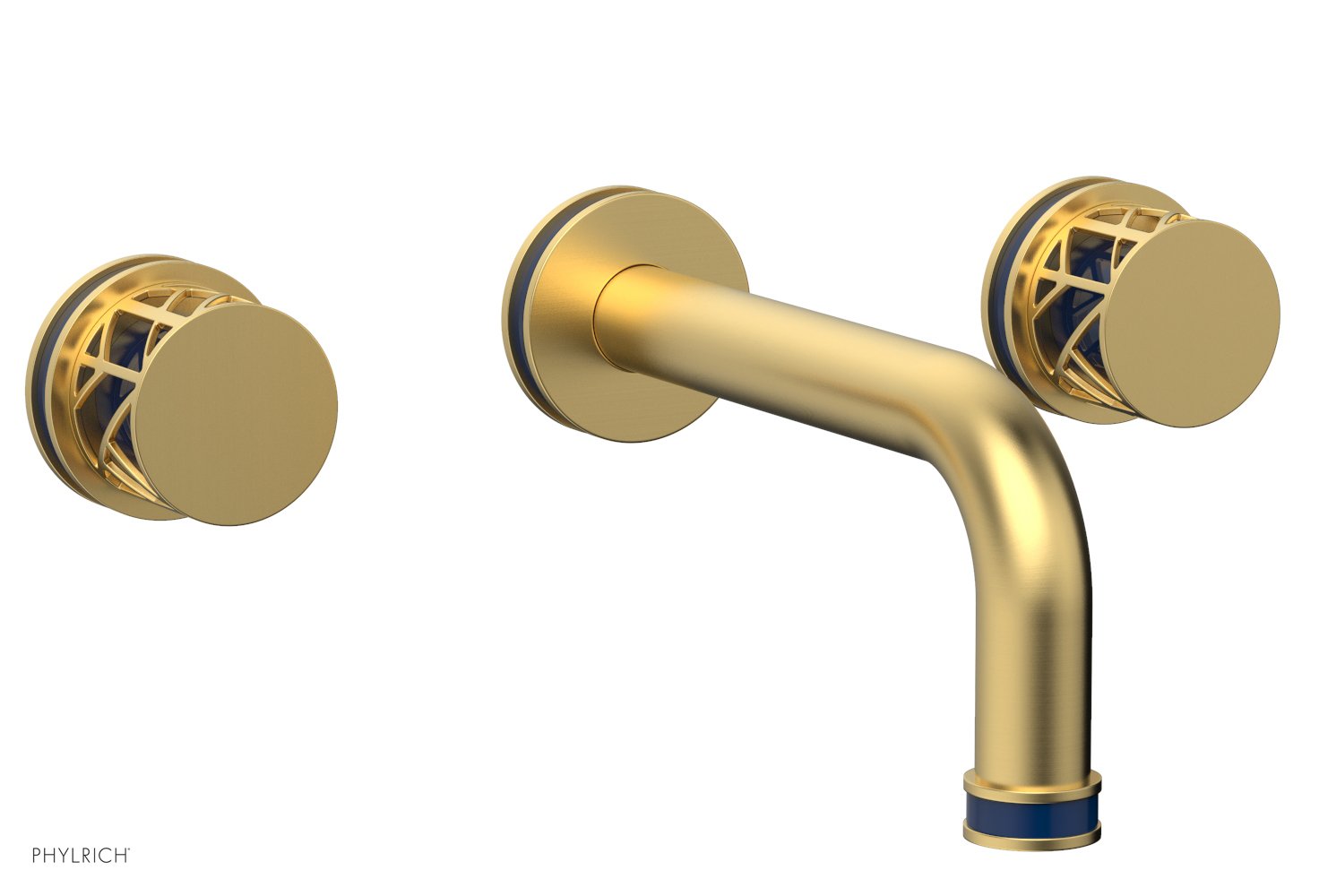 1-1/8" - Polished Chrome - JOLIE Wall Tub Set - Round Handles with "Navy Blue" Accents 222-56 by Phylrich - New York Hardware