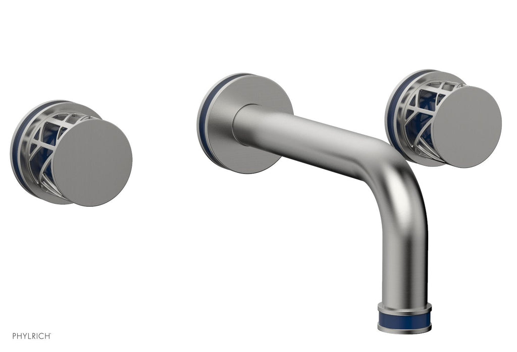 1-1/8" - Satin Chrome - JOLIE Wall Tub Set - Round Handles with "Navy Blue" Accents 222-56 by Phylrich - New York Hardware