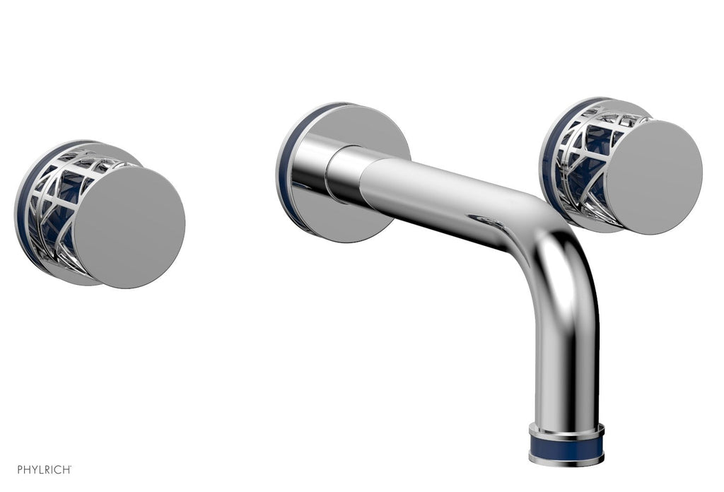 1-1/8" - Polished Chrome - JOLIE Wall Lavatory Set - Round Handles with "Navy blue" Accents 222-11 by Phylrich - New York Hardware