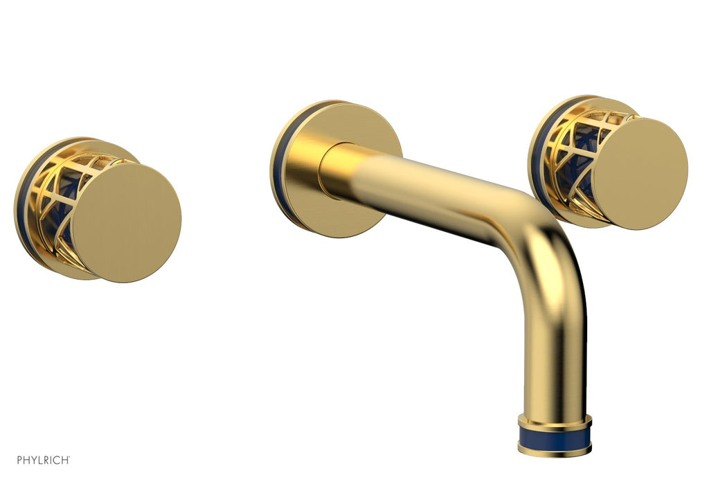 1-1/8" - Burnished Gold - JOLIE Wall Tub Set - Round Handles with "Navy Blue" Accents 222-56 by Phylrich - New York Hardware