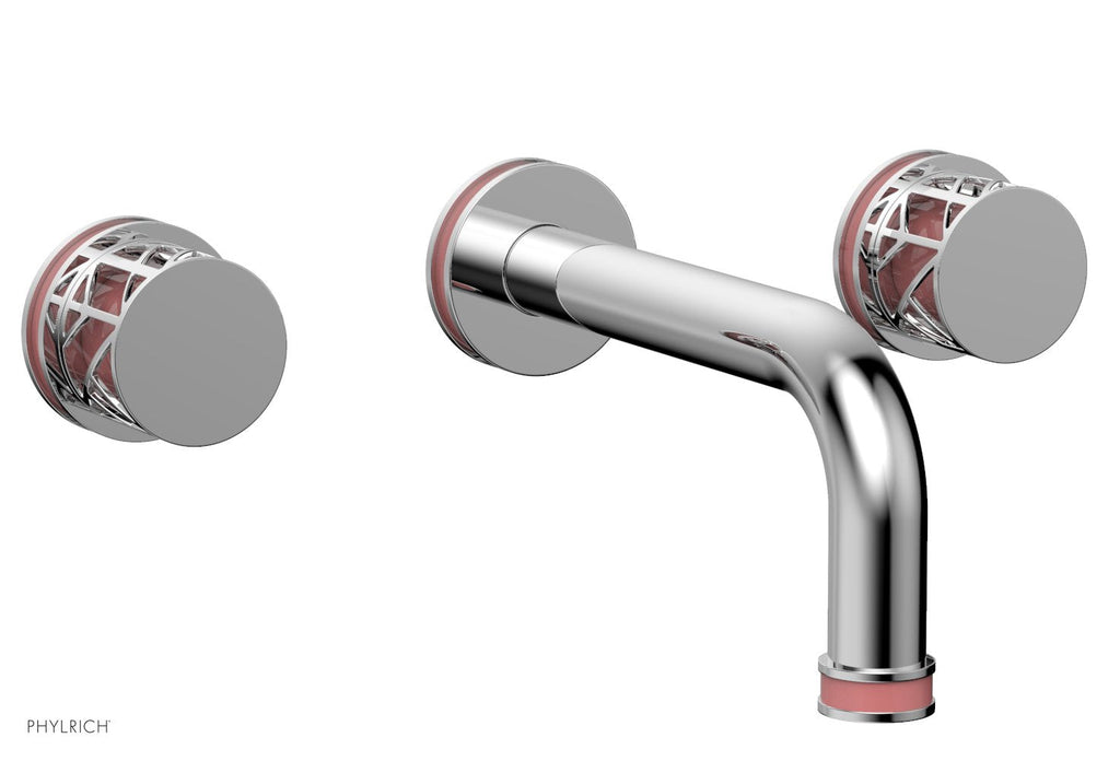 1-1/8" - Polished Chrome - JOLIE Wall Lavatory Set - Round Handles with "Pink" Accents 222-11 by Phylrich - New York Hardware