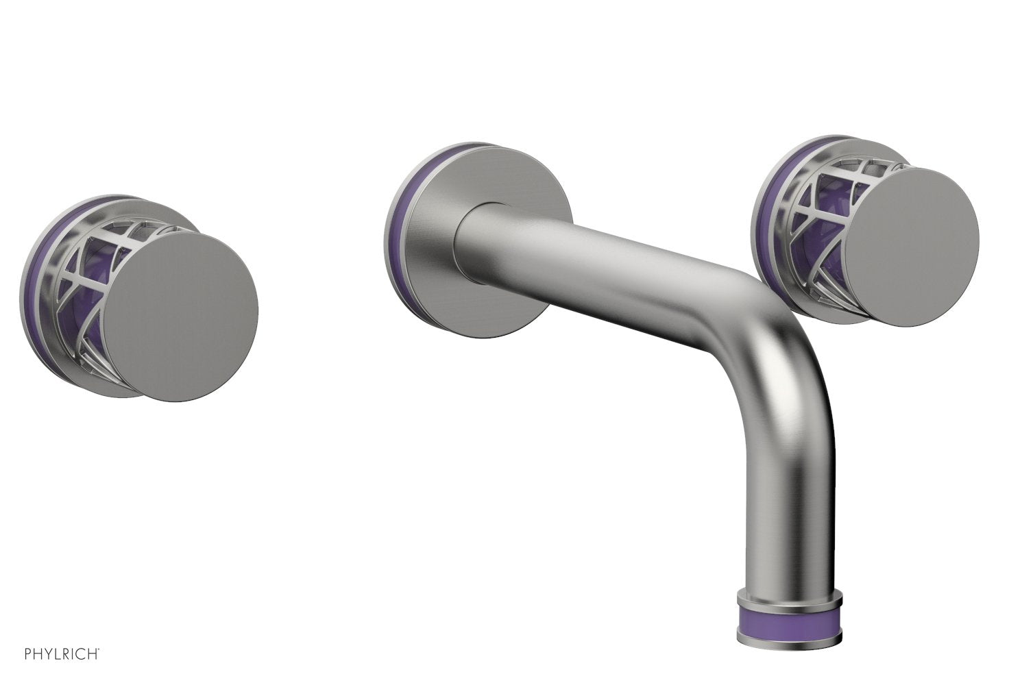 1-1/8" - Satin Chrome - JOLIE Wall Lavatory Set - Round Handles with "Purple" Accents 222-11 by Phylrich - New York Hardware