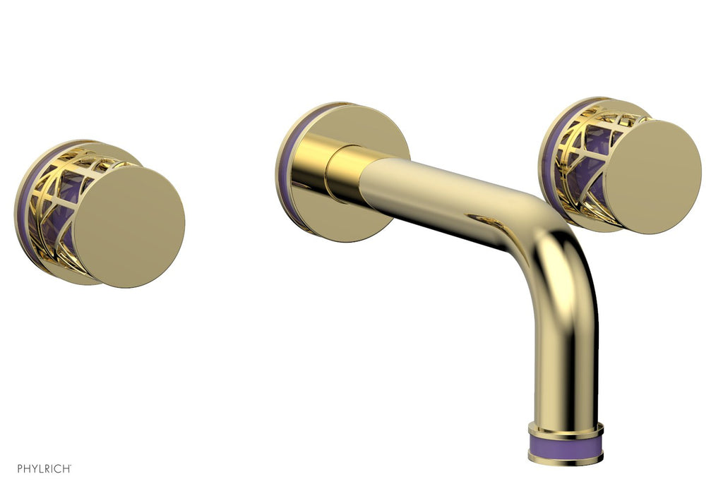 1-1/8" - Polished Brass - JOLIE Wall Tub Set - Round Handles with "Purple" Accents 222-56 by Phylrich - New York Hardware