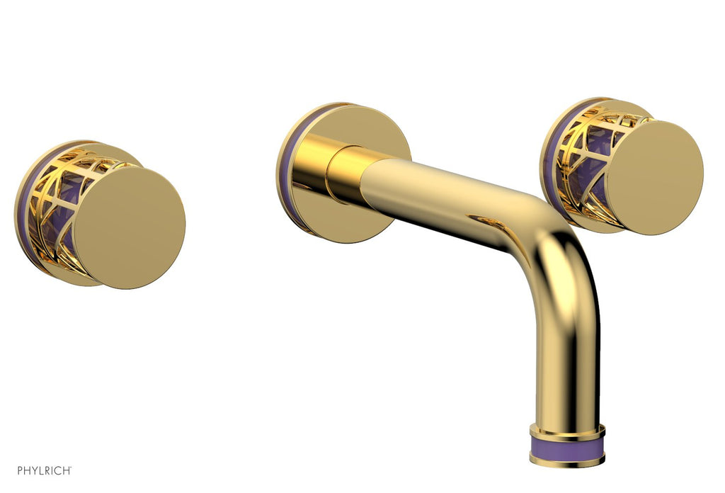 1-1/8" - Polished Gold - JOLIE Wall Tub Set - Round Handles with "Purple" Accents 222-56 by Phylrich - New York Hardware