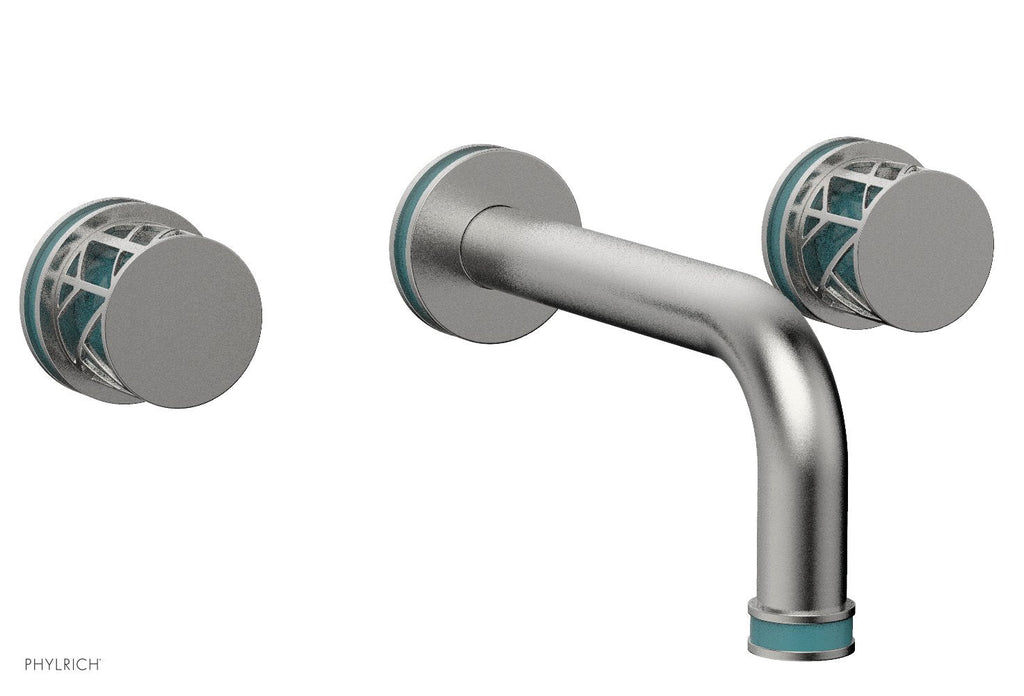 1-1/8" - Satin Chrome - JOLIE Wall Lavatory Set - Round Handles with "Turquoise" Accents 222-11 by Phylrich - New York Hardware