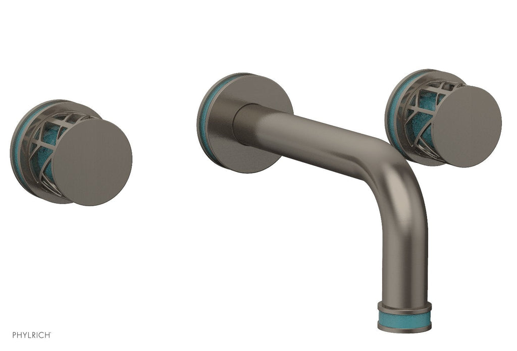 1-1/8" - Pewter - JOLIE Wall Lavatory Set - Round Handles with "Turquoise" Accents 222-11 by Phylrich - New York Hardware