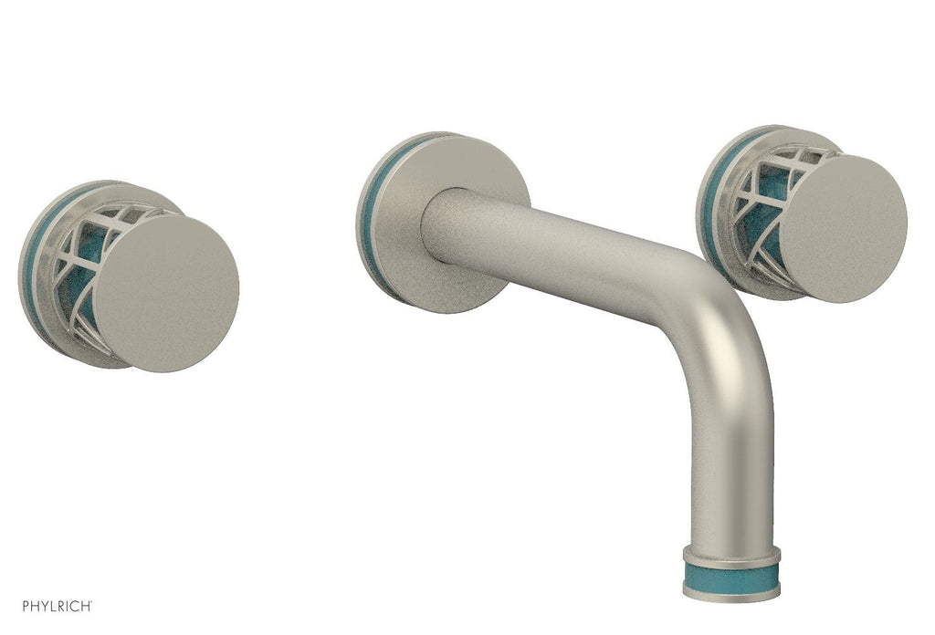 1-1/8" - Burnished Nickel - JOLIE Wall Lavatory Set - Round Handles with "Turquoise" Accents 222-11 by Phylrich - New York Hardware