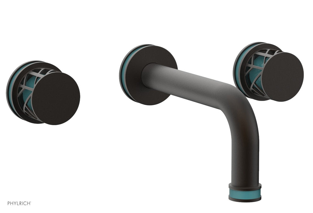 1-1/8" - Oil Rubbed Bronze - JOLIE Wall Lavatory Set - Round Handles with "Turquoise" Accents 222-11 by Phylrich - New York Hardware