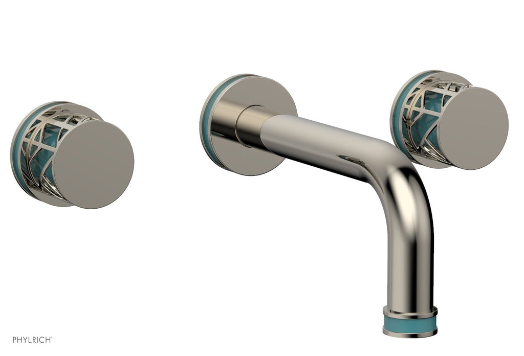 1-1/8" - Matte Black - JOLIE Wall Lavatory Set - Round Handles with "Turquoise" Accents 222-11 by Phylrich - New York Hardware