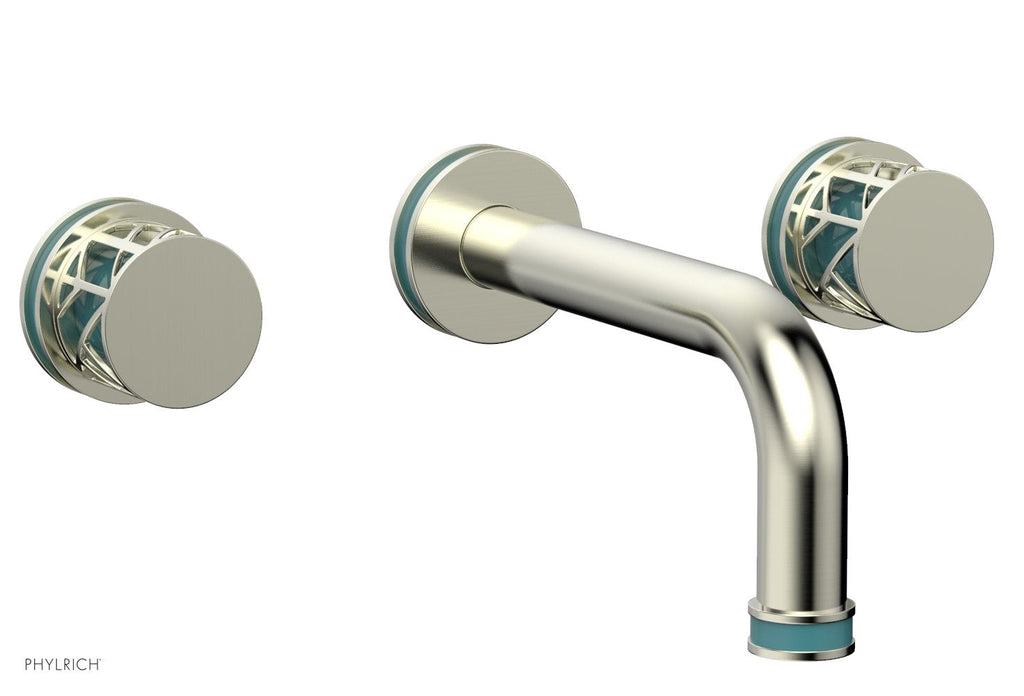 1-1/8" - Polished Brass - JOLIE Wall Lavatory Set - Round Handles with "Turquoise" Accents 222-11 by Phylrich - New York Hardware