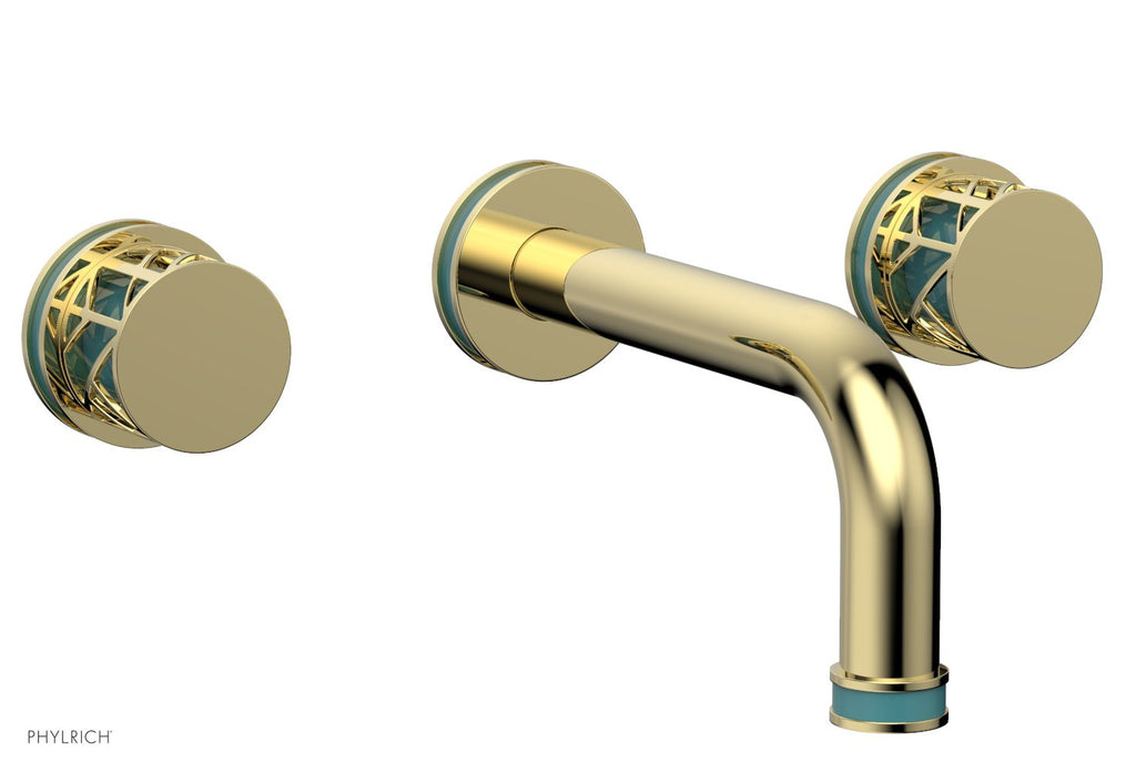1-1/8" - French Brass - JOLIE Wall Tub Set - Round Handles with "Turquoise" Accents 222-56 by Phylrich - New York Hardware